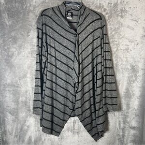 Bobeau Charcoal and Black Striped Cardigan